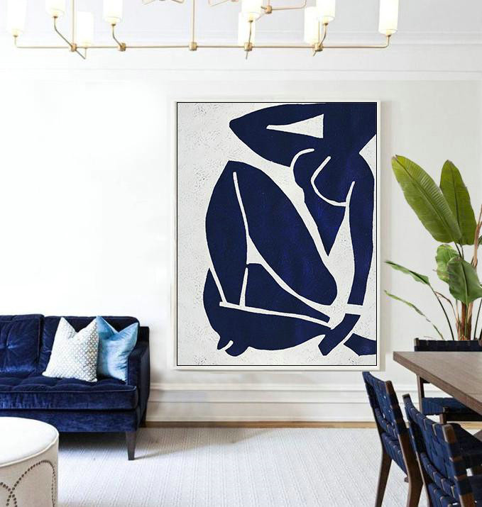 Extra Large Abstract Painting On Canvas,Buy Hand Painted Navy Blue Abstract Painting Nude Art Online,Pop Art Canvas